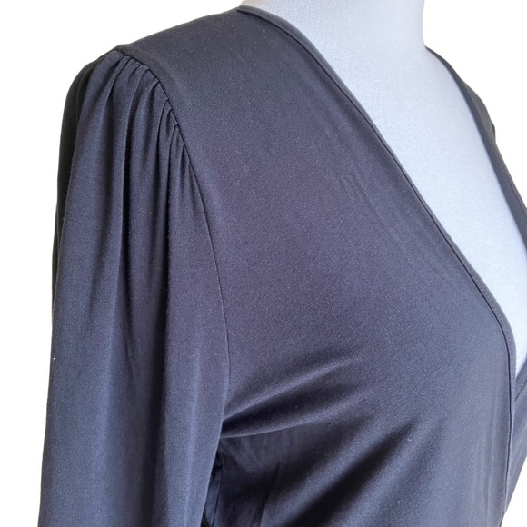 Blue Rain x Francesca’s Boho Balloon Sleeve Wrap Top Blouse Black White Lace M - Picture 9 of 16